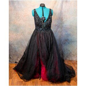 Custom Gothic Beaded Tulle Wedding Gown - Plus Size - See Measurements
